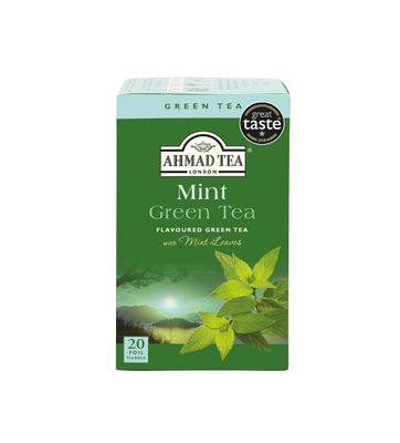 Ahmad Tea Mint Green Tea, Foil Wrapped Teabags, 20 ct (Pack of 1) - Caffeinated &amp; Sugar-Free