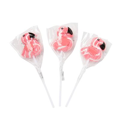 Pink Flamingo Swirl Lollipop Suckers. (12 individually wrapped candies) Party Candy and Favor Supplies