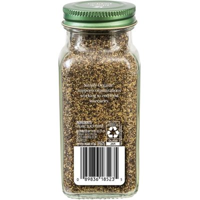 Simply Organic Ground Black Pepper, 2.31-Ounce Jar, Medium Ground Pepper, Certified Organic, Kosher, Potent Pepper Taste