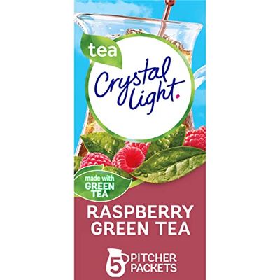 Crystal Light Raspberry Green Tea Naturally Flavored Powdered Drink Mix, 60 ct Pack, 12 Canisters of 5 Pitcher Packets