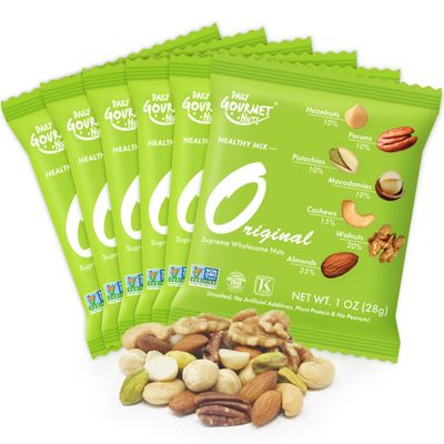 Daily Gourmet Nuts - Unsalted Mixed Nuts Snack Packs/Individually Wrapped Snacks/Nut Snacks/No Peanuts/Healthy Trail Mix Individual Packs/Deluxe Assorted Snacks / 48 Packs