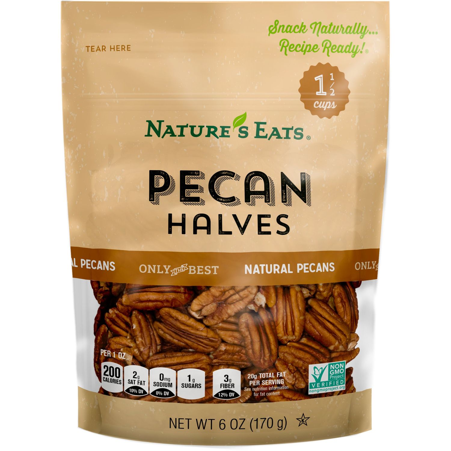 Nature&#39;s Eats Pecan Halves, 6 Ounce