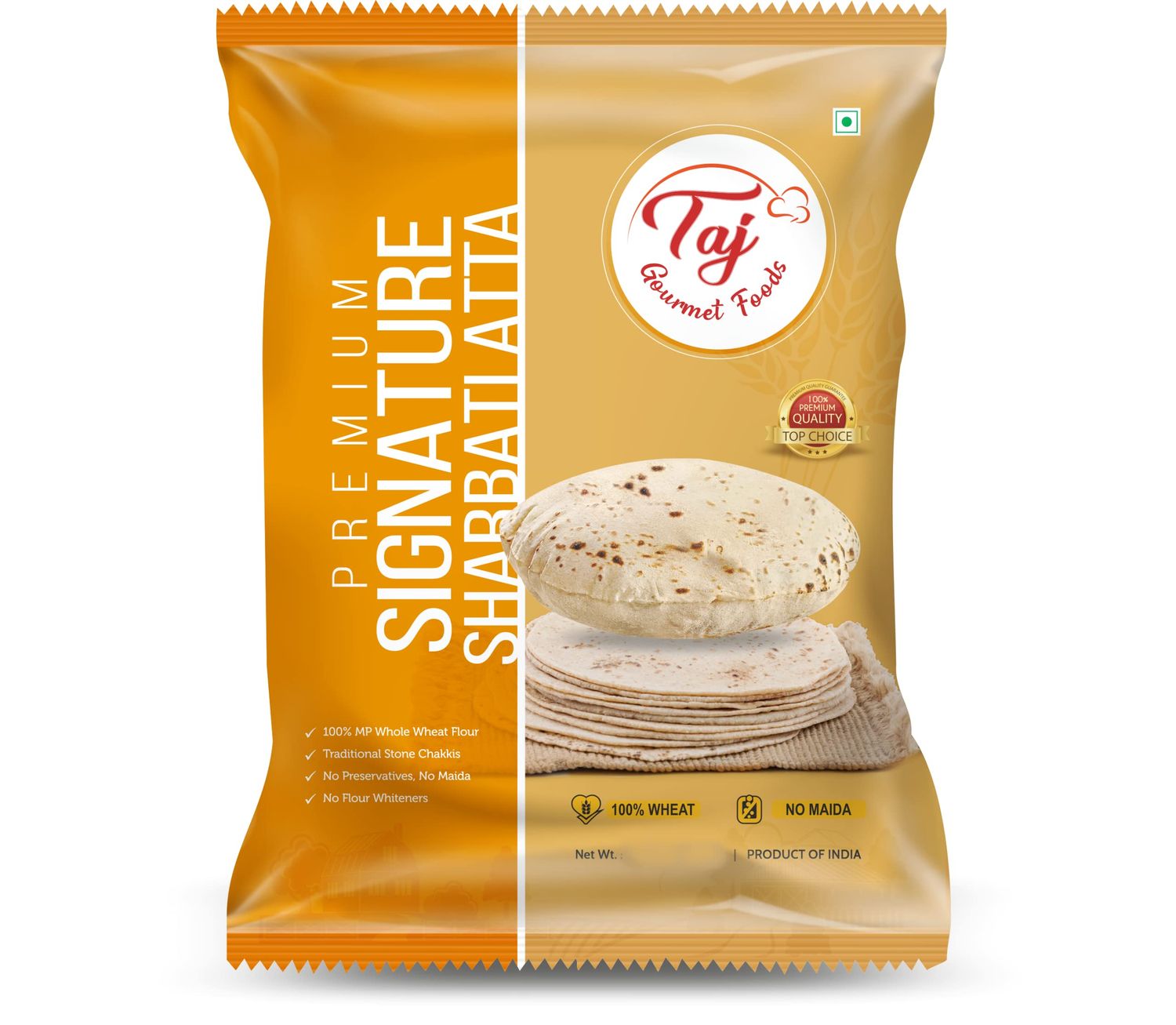 TAJ Signature Sharbati Atta, 4lbs (Chakki Atta - Stone Ground) 100% Whole Wheat Flour, Chappati Flour