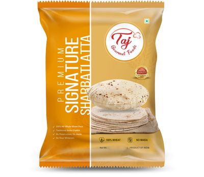 TAJ Signature Sharbati Atta, 4lbs (Chakki Atta - Stone Ground) 100% Whole Wheat Flour, Chappati Flour