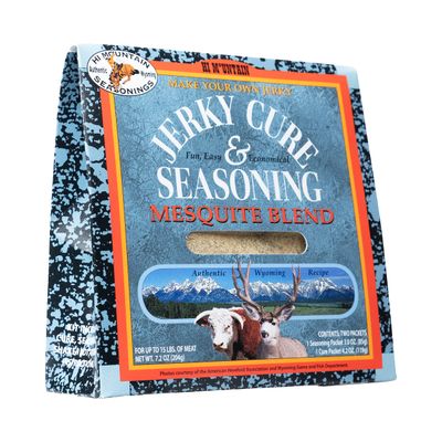 Hi Mountain Jerky Seasoning and Cure Kit | MESQUITE BLEND | Create Savory Homemade Beef Jerky | Great for Beef, Deer, Elk, &amp; Venison | Mix will Season up to 15lbs. of Meat (1 Box