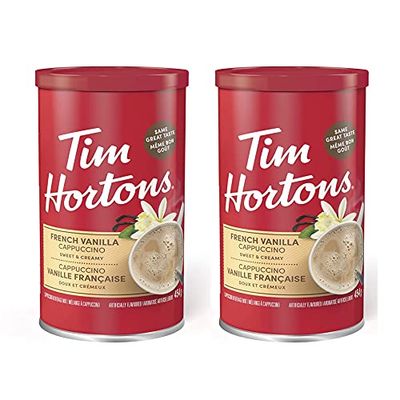 Tim Hortons French Vanilla Cappuccino Beverage Mix - Two 16oz Cans - Imported from Canada