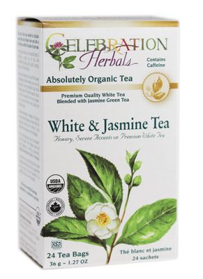 CELEBRATION HERBALS White &amp; Jasmine Tea Organic 24 Bag, 0.02 Pound
