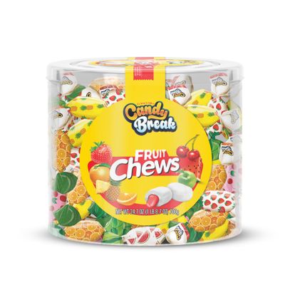 Candy Break Toffix Center-Filled Soft Fruit Chews Candy (24.7oz) - Orange, Strawberry, Pineapple, Watermelon, Apple Flavored - Individually Wrapped for Freshness - Gift Snacks For Adults &amp; Kids