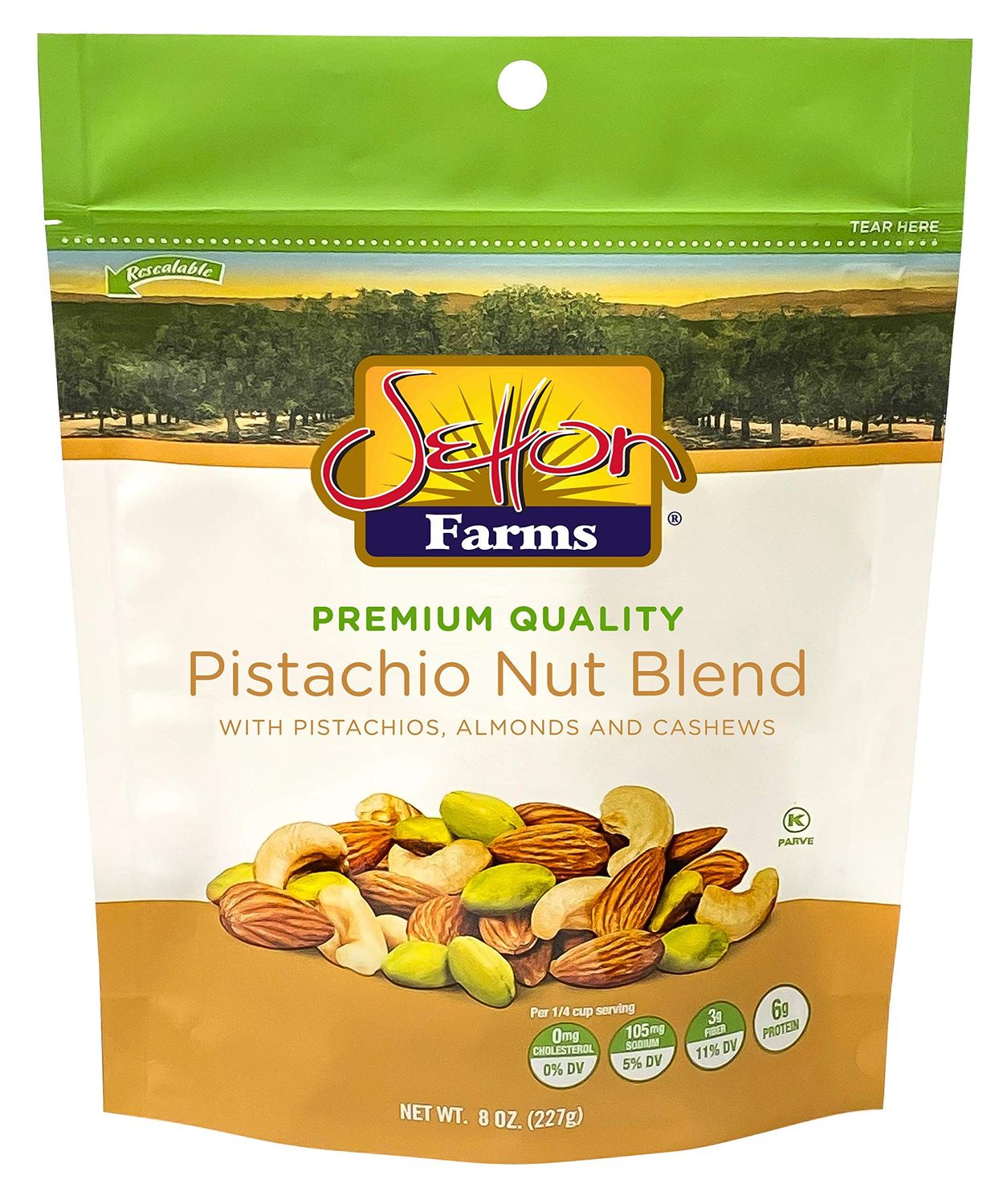 Setton Farms Pistachio Nut Blend Value Bag with Almonds, Pistachios and Cashews, 8 oz Resealable Pouch