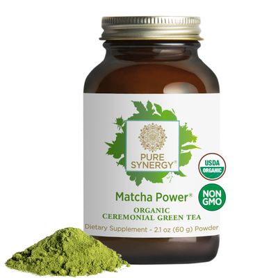 PURE SYNERGY Matcha Power | Organic Matcha Powder | Ceremonial Grade Japanese Matcha Green Tea Powder | for Enhanced Energy &amp; Alertness (2.1 oz Powder)