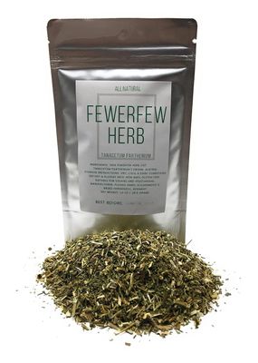 Fewerfew Herb from Austria - Natural, Cut &amp; Dried Tanacetum Parthenium - Net Weight: 1oz/28.5g - Featherfew Featherfoil Flirtwort Bachelor&#39;s Buttons Herb