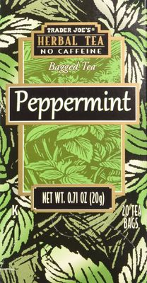 Trader Joe&#39;s Herbal No Caffeine Peppermint Bag Tea 20 Tea Bags Very Refreshing and Soothing !!!
