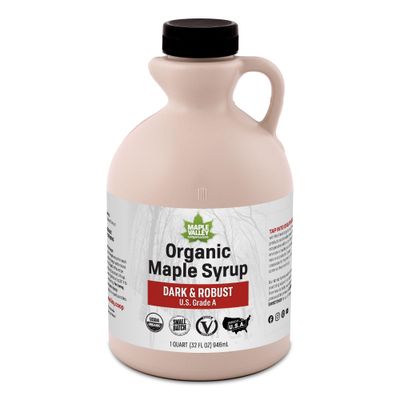 Maple Valley Organic Pure Maple Syrup, Dark &amp; Robust Better Than Pancake Syrup, Use for Coffee Syrup or All-Natural Sugar Substitute in Cooking and Baking (32oz Plastic Jug)