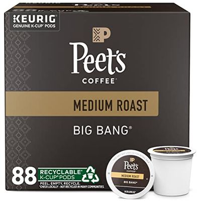 Peet&#39;s Coffee, Medium Roast Keurig K-Cup Pods - Big Bang 88 Count (4 Boxes of 22 K-Cup Pods)