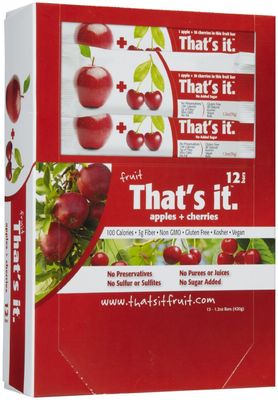 That's it Fruit Bars, Apple and Cherry, Pack of 24 (2 Cases)