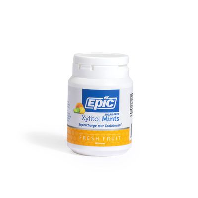 Epic Xylitol Mints - Sugar Free &amp; Aspartame Free Mints Sweetened w/Xylitol for Dry Mouth &amp; Gum Health (Fresh Fruit, 180-Piece Bottle, 1 Bottle)