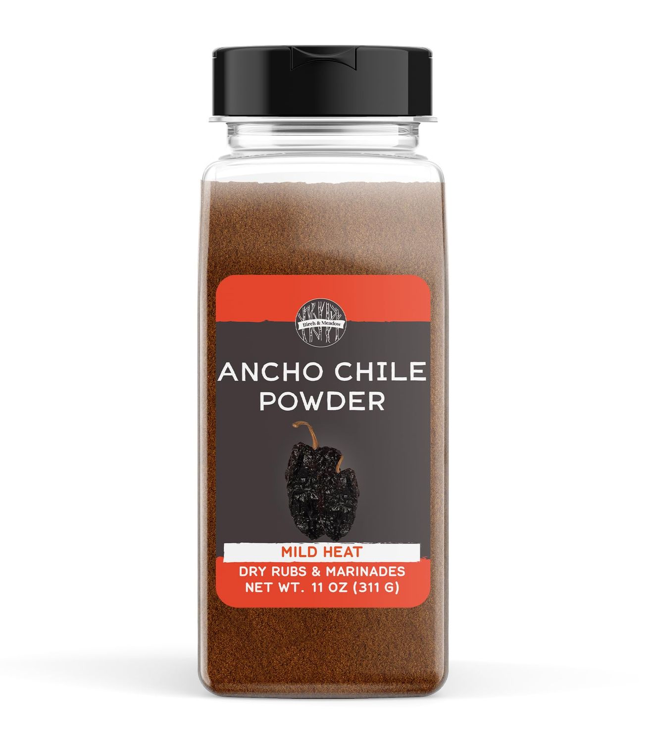 Birch &amp; Meadow 11 oz of Ancho Chile Powder, Spicy &amp; Flavorful, Dry Rubs &amp; Marinades