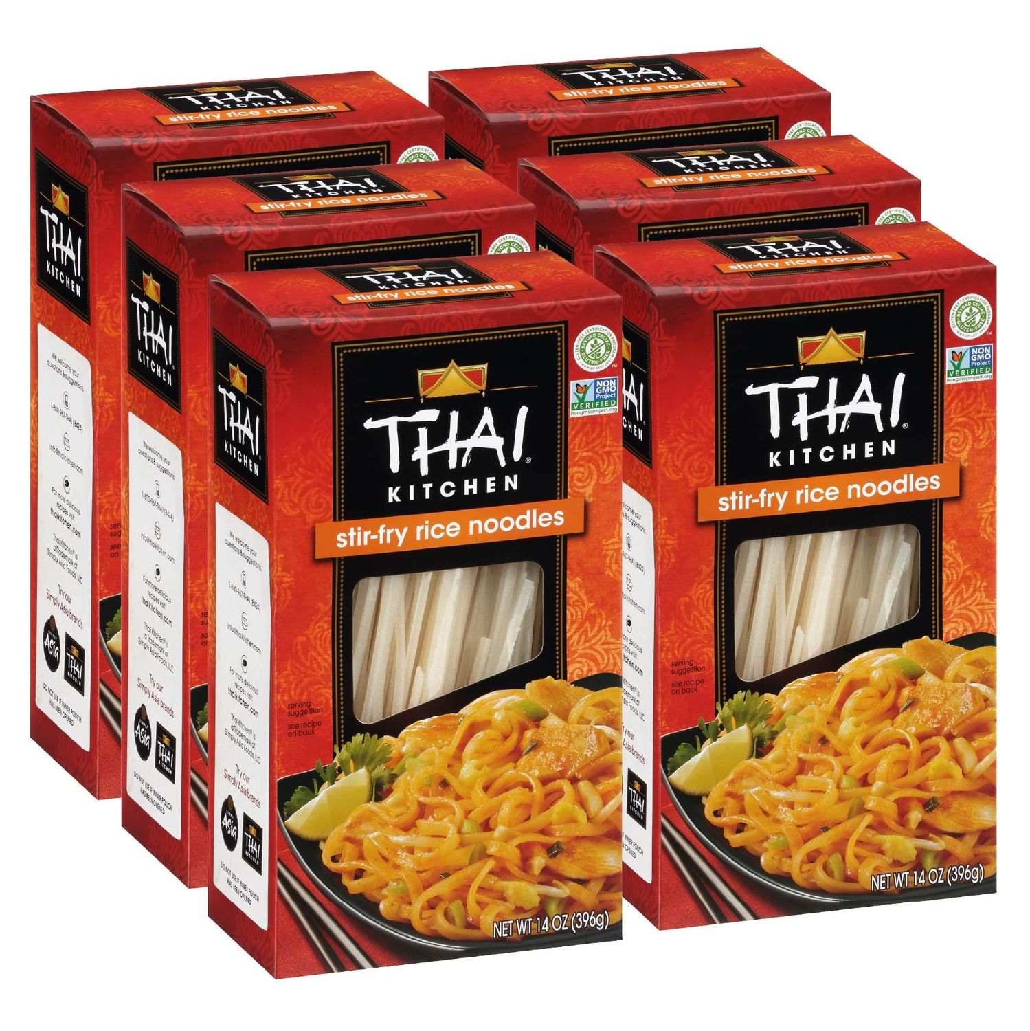 Thai Kitchen Gluten Free Stir Fry Rice Noodles, 14 oz (Pack of 6)