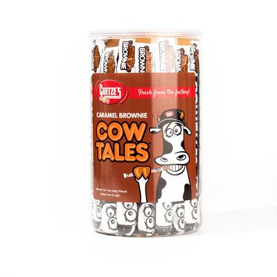 Goetze&#39;s Candy Caramel Brownie Cow Tales - 2.25 Pound Canister (36 Ounces) - Fresh from the Factory