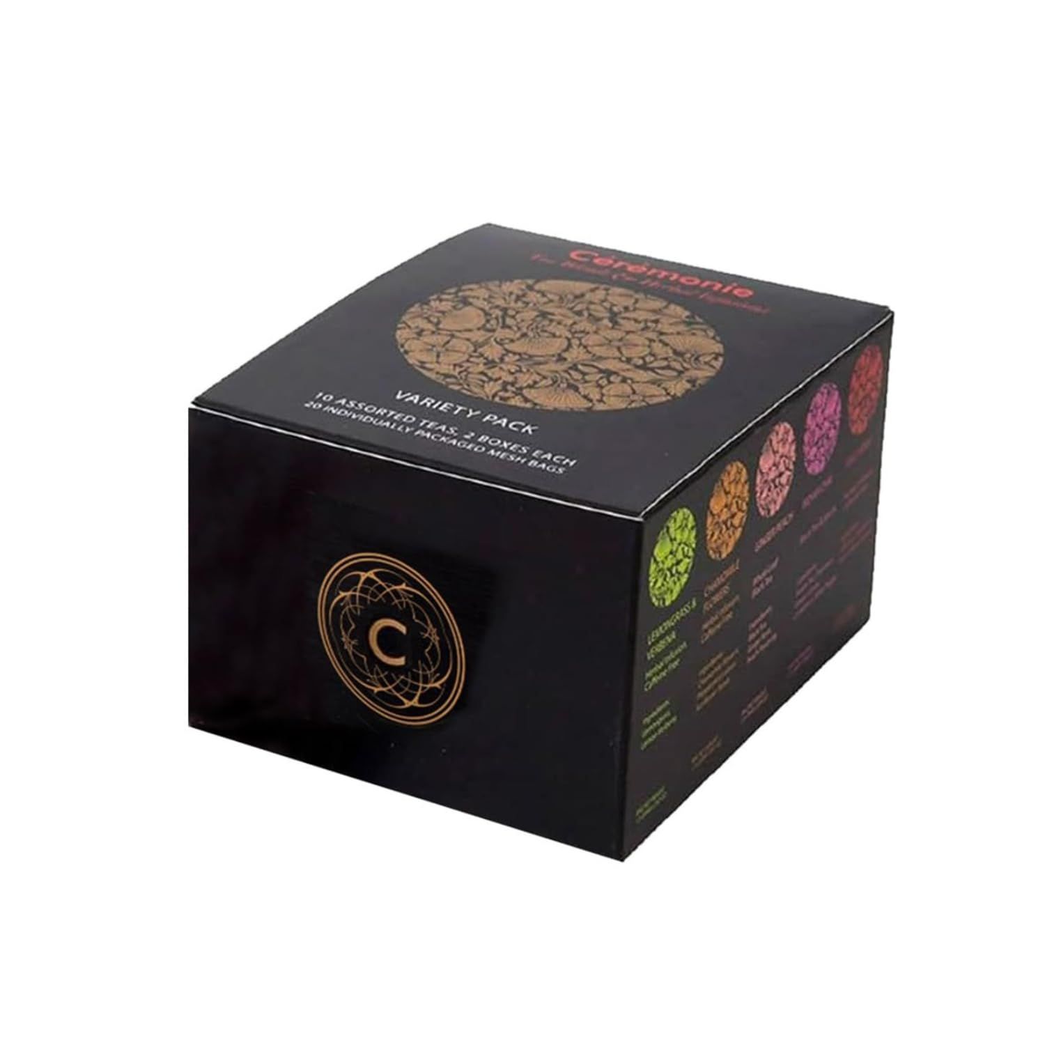 Ceremonie Tea Gourmet Variety Sampler Pack - A Collection of 10 Assorted Single Serve Flavors - 20 Petite Mini Cubes with 2 Cubes of each Flavor - Ideal Gift for Tea Lovers