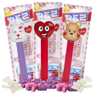 Valentine&#39;s Day Candy Dispenser Gift Sets Assorted Hard Candies Refill Rolls, Pack of 3, Style May Vary (Blister Pack)