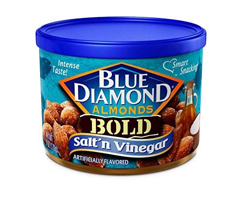 Blue Diamond Almonds Salt N&#39; Vinegar Flavored Snack Nuts, 6 Oz Resealable Cans (Pack of 12)