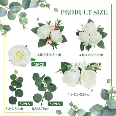 Taiyin 9 Pcs Flower Cake Topper Boho Cake Decorations Wedding Cake Decorations Flowers for Cake Decorating Set (White)