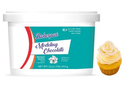 Bakerpan Bright White Modeling Chocolate - 1 Pound - Sculpt Cakes, Model Figurines, and Create Cake Toppers (Made in USA)