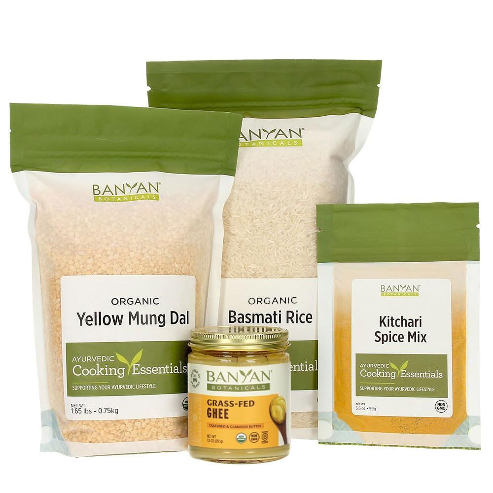 Banyan Botanicals Kitchari Kit - Organic Yellow Mung Dal, Basmati Rice, Kitchari Spice Mix &amp; Ghee to Make Kitchari - for Ayurvedic Cleanses &amp; Digestive Resets - Non GMO Sustainably Sourced Vegetarian