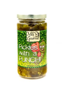Mills Gourmet Pickles With a Punch | With Flavors of Jalapeno Peppers and Cucumbers | All Natural and Fresh Ingredients - 12 oz jar
