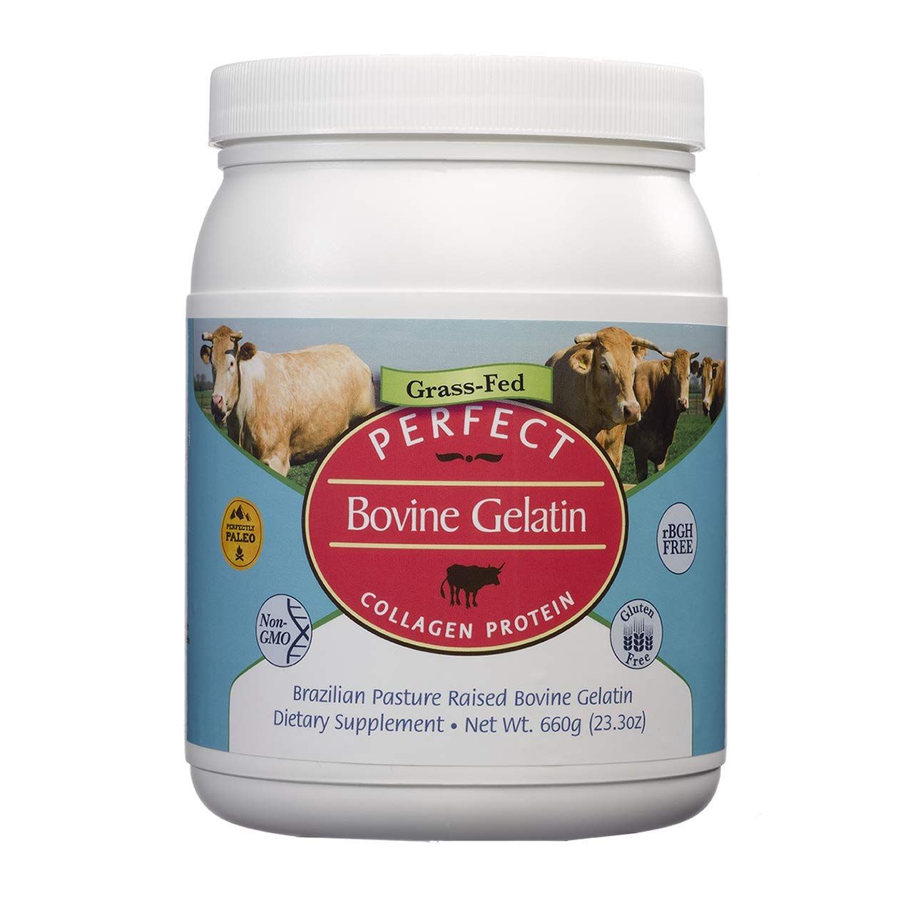 Perfect Supplements - Perfect Bovine Gelatin - 660 Grams - 100% Beef Gelatin Collagen Protein - Supports Healthy Skin &amp; Joint Health