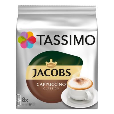 Tassimo Jacobs Cappuccino, Rainforest Alliance Certified, Pack of 3, 3 x 16 T-Discs (8 Servings)