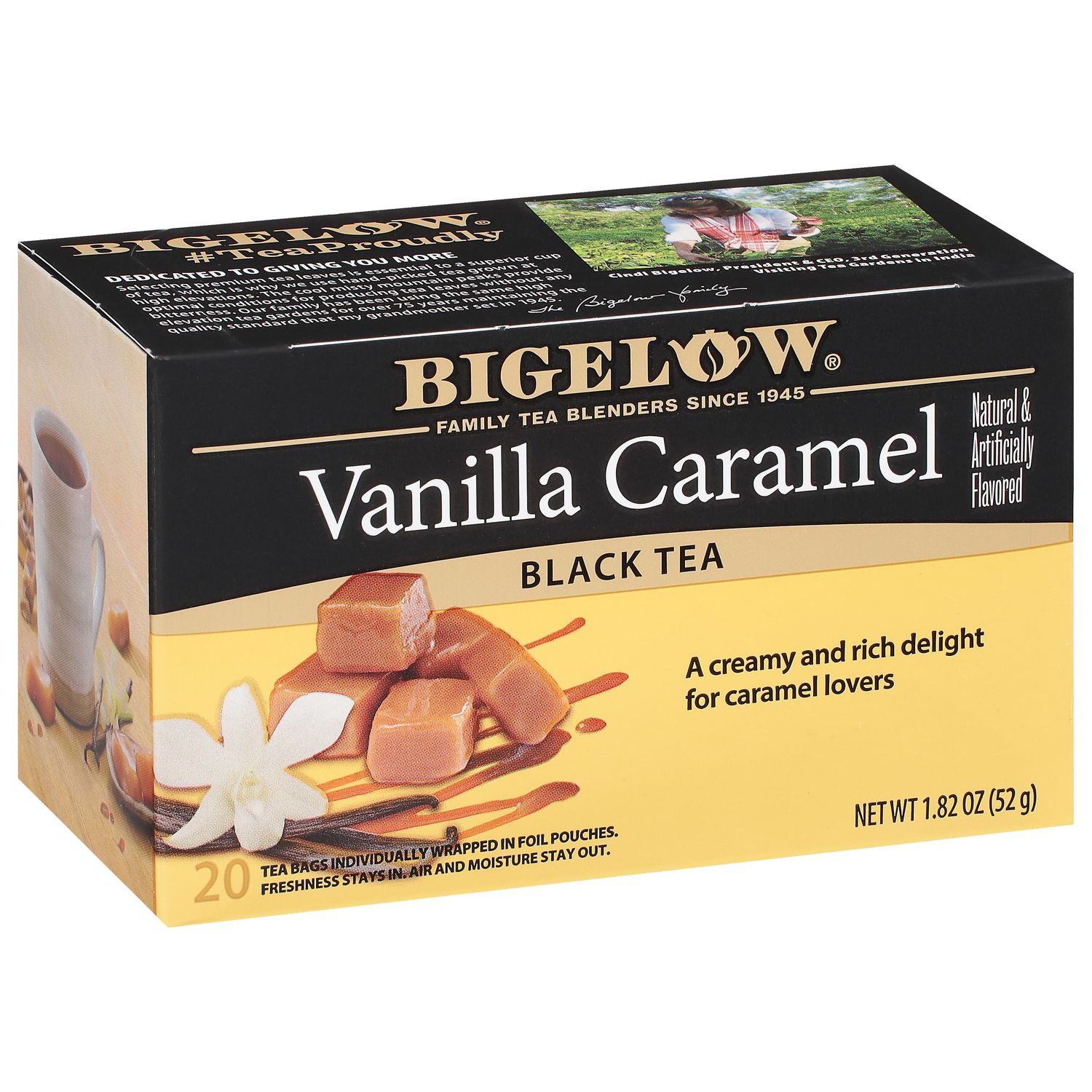 Bigelow Tea Vanilla Caramel Black Tea, Caffeinated Tea with Vanilla Caramel, 20 Count Box (Pack of 6), 120 Total Tea Bags