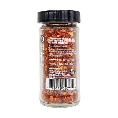 Spicely Organic Chili Pepper Crushed 1.30 Ounce Jar Certified Gluten Free