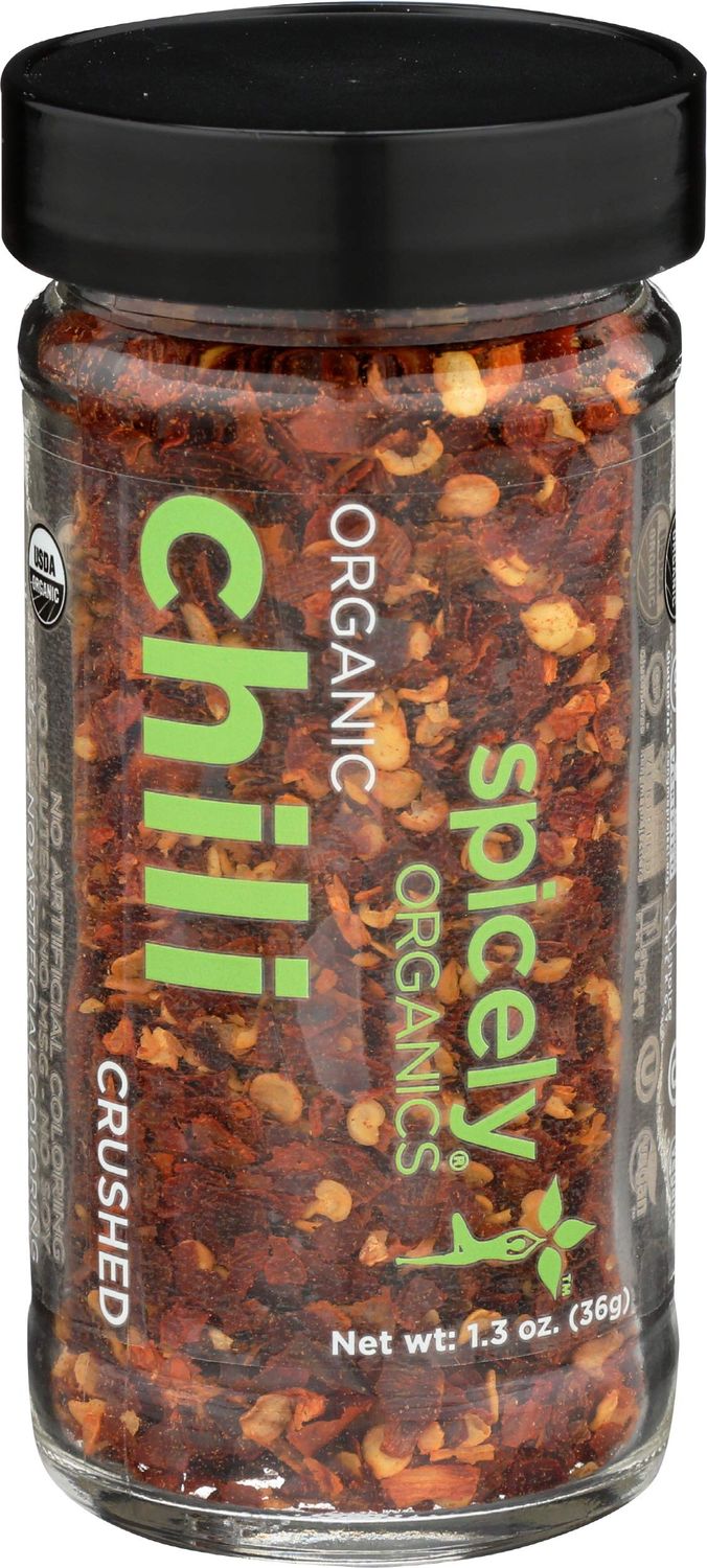Spicely Organic Chili Pepper Crushed 1.30 Ounce Jar Certified Gluten Free
