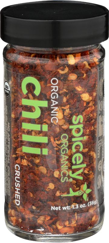Spicely Organic Chili Pepper Crushed 1.30 Ounce Jar Certified Gluten Free