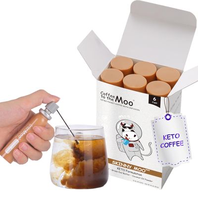 Coffee to the Moo Nitro Cold Brew Coffee Concentrate, KETO Coffee with MCT Oil, Instant Hot or Iced, Pocket/Purse Sized &amp; Travel Friendly, No Refrigeration, 6 Cups