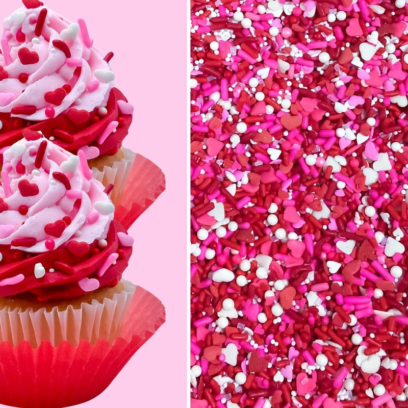 Classic Happy Valentine&#39;s Day Baking Cupcake Cake Decoration Confetti Sprinkles Cake Cookie IceCream Donut Jimmies Quins - 6oz