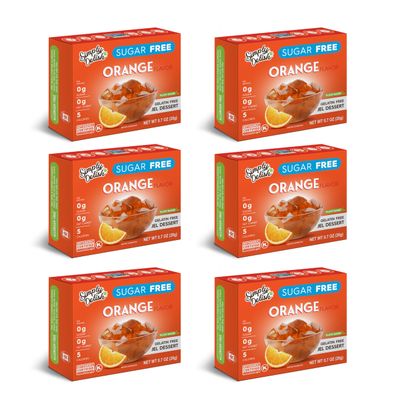 Simply Delish Plant Based Natural Orange Jel Dessert - 6 Pack - Zero Sugar, 0g Net Carbs, Gluten Free, Vegan, Diabetic &amp; Allergen Free