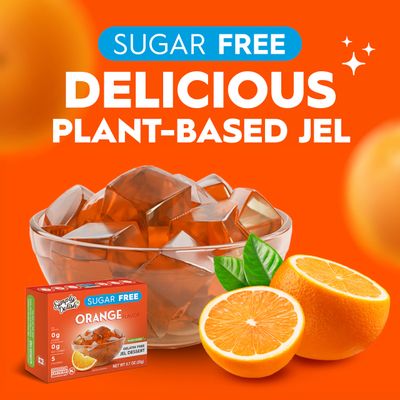Simply Delish Plant Based Natural Orange Jel Dessert - 6 Pack - Zero Sugar, 0g Net Carbs, Gluten Free, Vegan, Diabetic &amp; Allergen Free