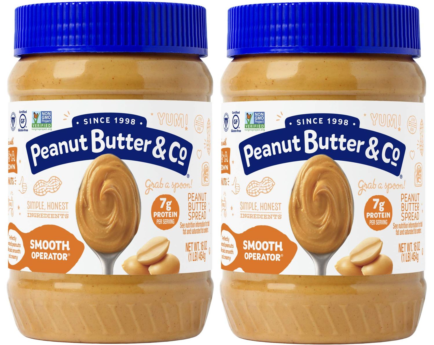 Peanut Butter &amp; Co. Smooth Operator Peanut Butter, Non-GMO Project Verified, Gluten Free, Vegan, 16 Ounce (Pack of 2)