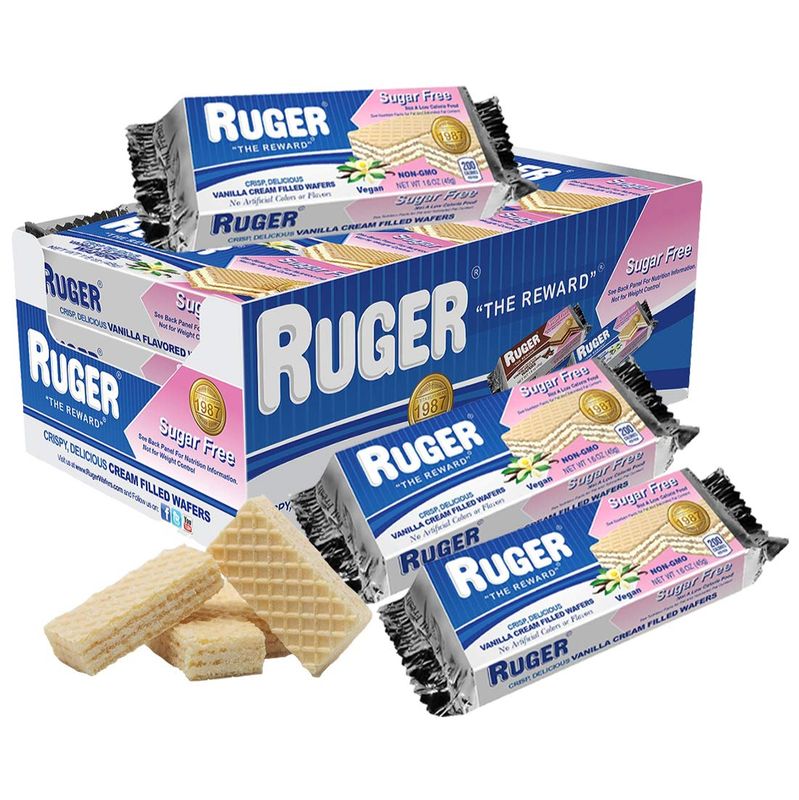 RUGER SUGAR FREE VANILLA Wafers, 1.6 OZ (Pack of 12)