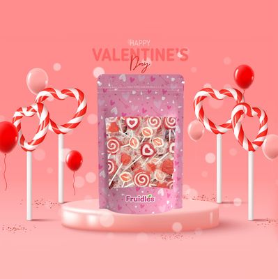 Fruidles Valentine's Lollipop Party Mix, Hearts, Lips N' Swirls Mixed Fruit Flavor Assortment, Individually Wrapped Assorted (5 Pounds (Bulk))