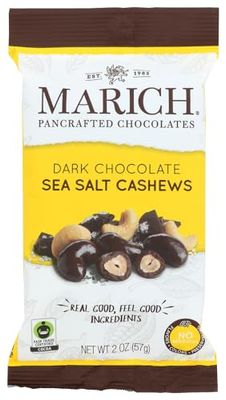 Marich Premium Dark Chocolate Sea Salt Cashews, 2.3-Ounce (Pack of 12)