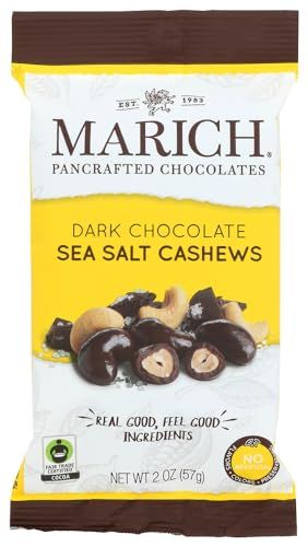 Marich Premium Dark Chocolate Sea Salt Cashews, 2.3-Ounce (Pack of 12)
