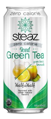 Steaz Organic Zero Calorie Half Iced Green Tea &amp; Half Lemonade, 16 OZ (Pack of 12)