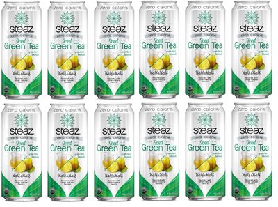 Steaz Organic Zero Calorie Half Iced Green Tea &amp; Half Lemonade, 16 OZ (Pack of 12)