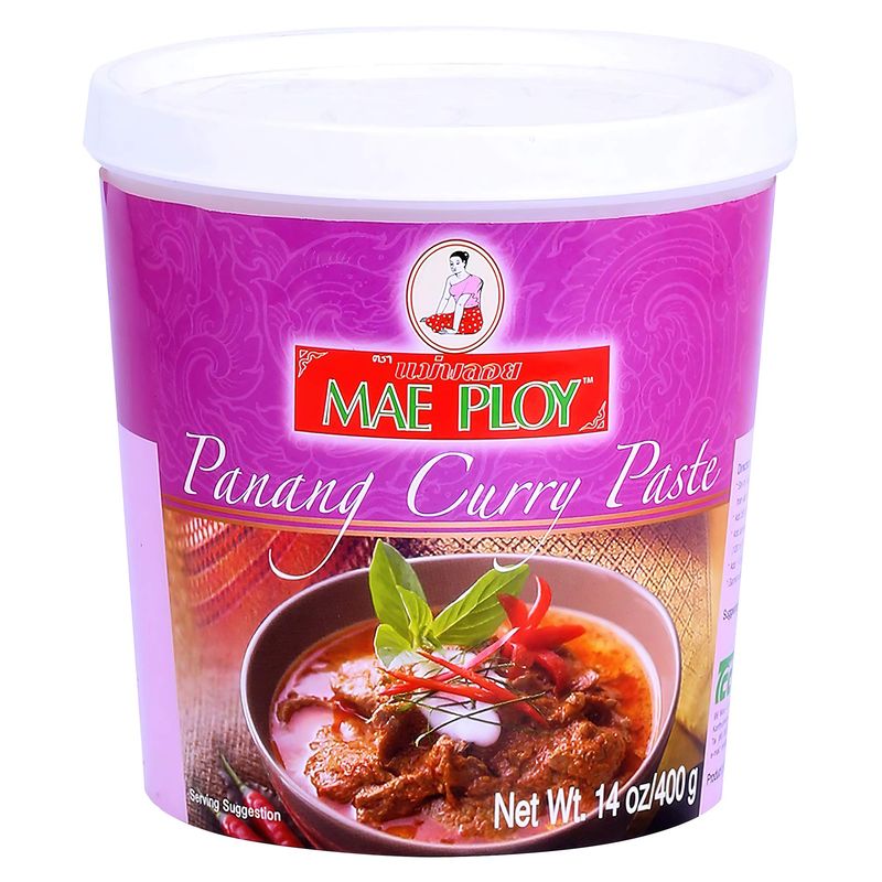 Mae Ploy Panang Curry Paste, Authentic Thai Panang Curry Paste for Thai Curries &amp; Other Dishes, Aromatic Blend of Herbs, Spices &amp; Shrimp Paste, No MSG (14 oz Tub)