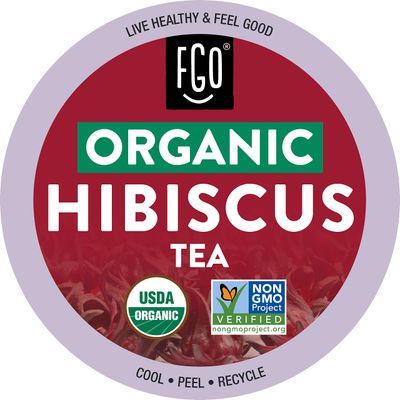 Organic Hibiscus Herbal Tea K-Cup Pods, 24 Pods by FGO - Keurig Compatible - Naturally Caffeine-Free Tea, Premium Green Tea is USDA Organic, Non-GMO, &amp; Recyclable