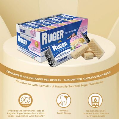 RUGER SUGAR FREE VANILLA Wafers, 1.6 OZ (Pack of 12)